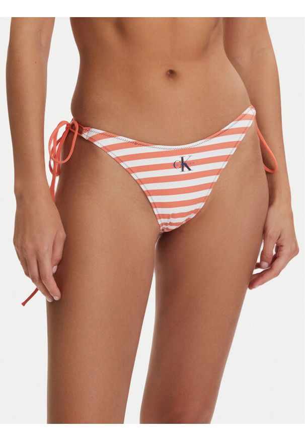 Calvin Klein Swimwear Dół od bikini LV00Q61215 Pomarańczowy. Kolor: pomarańczowy. Materiał: syntetyk