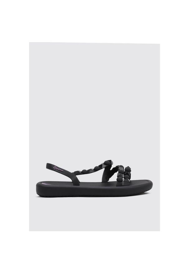 Sandałki damskie płaskie sportowe plażowe ozdobne tworzywo Ipanema. Okazja: na plażę. Kolor: czarny. Materiał: syntetyk, materiał. Styl: sportowy
