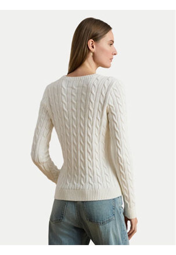 Lauren Ralph Lauren - LAUREN RALPH LAUREN Sweter 200P03508003 Biały Slim Fit. Kolor: biały. Materiał: bawełna
