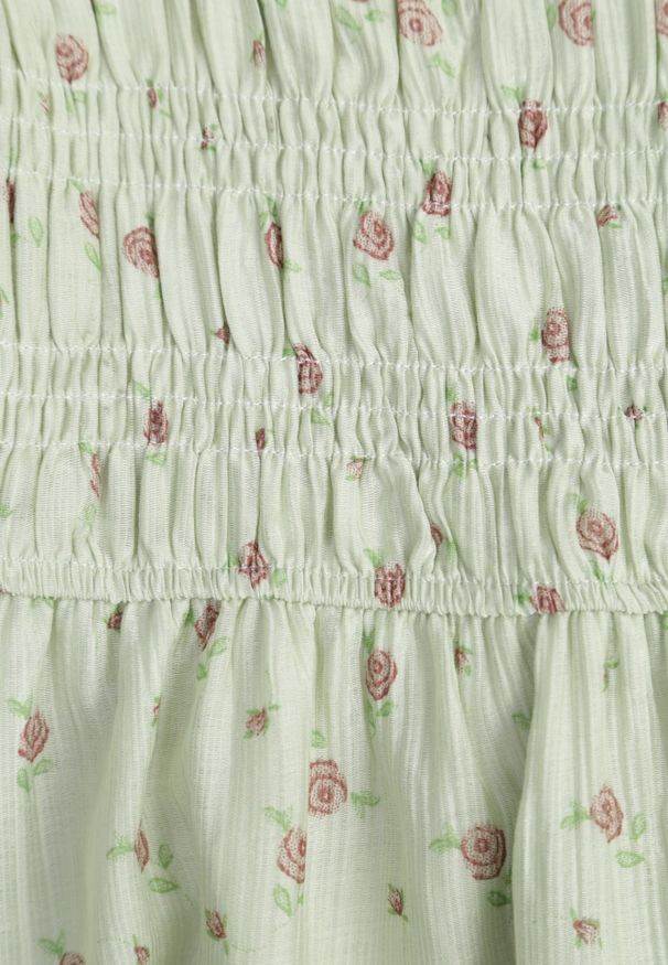 Renee - Zielona Rozkloszowana Sukienka z Tencelu w Stylu Baby Doll w Kwiatowy Print Harele. Okazja: na co dzień. Kolor: zielony. Wzór: kwiaty, nadruk. Typ sukienki: rozkloszowane. Materiał: poliester. Długość rękawa: krótki rękaw. Sezon: lato. Styl: casual. Długość: mini