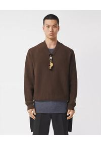 Burberry - BURBERRY - Wełniany sweter z gwizdkiem. Kolor: brązowy. Materiał: wełna