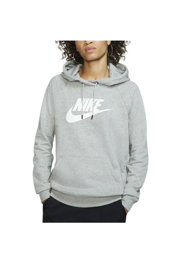 Bluza Nike Sportswear Essential BV4126-063 - szara. Typ kołnierza: kaptur. Kolor: szary. Materiał: tkanina, poliester, bawełna. Styl: klasyczny