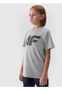 4f - T-shirt z nadrukiem chłopięcy. Kolor: szary. Materiał: bawełna, dzianina, wiskoza. Wzór: nadruk