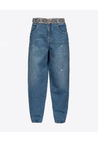 Pinko - PINKO - Niebieskie jeansy slouchy Ester. Stan: podwyższony. Kolor: niebieski. Styl: vintage