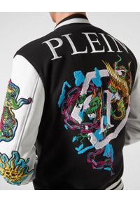 Philipp Plein - PHILIPP PLEIN - Czarna bomberka z haftowanymi naszywkami. Kolor: czarny. Wzór: haft, aplikacja. Styl: elegancki