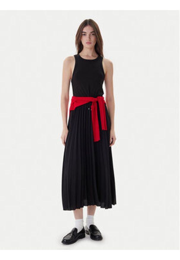 TOMMY HILFIGER - Tommy Hilfiger Sukienka codzienna WW0WW39342 Czarny Regular Fit. Okazja: na co dzień. Kolor: czarny. Materiał: wiskoza. Typ sukienki: proste. Styl: casual