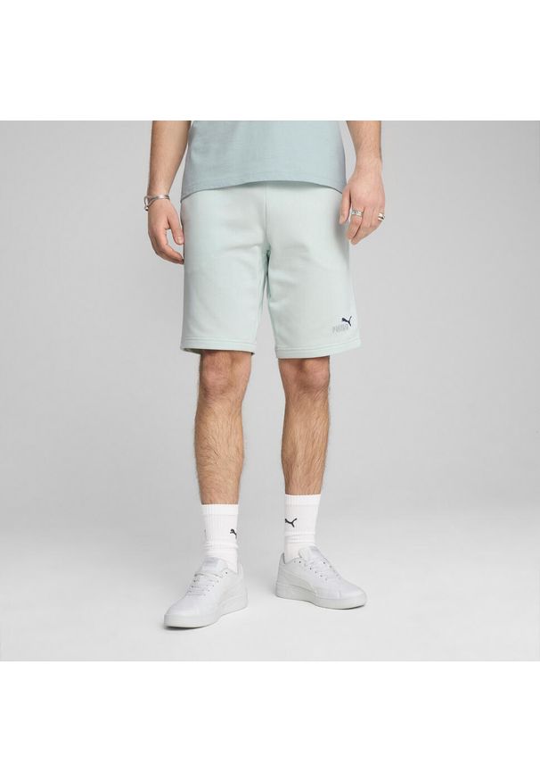 Puma - Męskie szorty Essentials 10" z dwukolorowym logo No. 1 PUMA Peaceful Blue. Kolor: niebieski. Wzór: haft. Sport: fitness