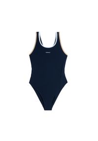 NABAIJI - Strój pływacki jednoczęściowy Nabaiji Kamyla 500. Kolor: niebieski, biały, wielokolorowy, beżowy. Materiał: materiał, poliester