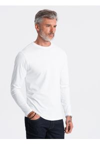 Ombre Clothing - Zestaw longsleeve męski z długim rękawem 2-pak - mix V8 - Rozmiar: XL. Kolor: biały. Materiał: skóra, bawełna. Długość rękawa: długi rękaw. Długość: długie. Wzór: aplikacja #4