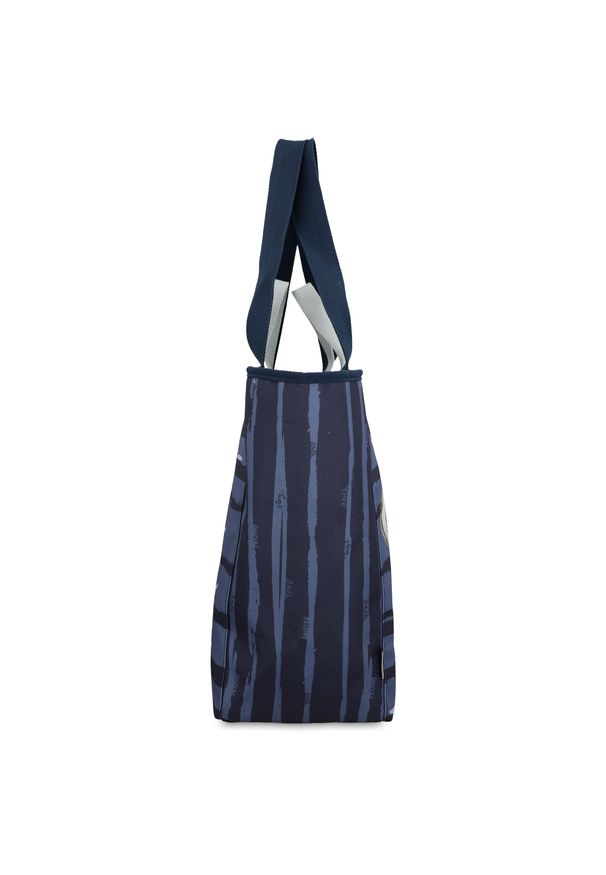 Granatowa Torba Na Plaże Damska Anekke Premium. Kolor: niebieski. Wzór: napisy. Styl: casual. Rodzaj torebki: na ramię