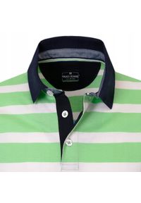 Męska Koszulka Polo - Pako Jeans - Zielone Prążki. Okazja: na co dzień. Typ kołnierza: polo. Kolor: zielony. Materiał: bawełna. Wzór: prążki, paski. Styl: casual #5