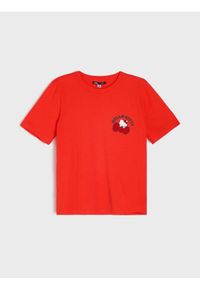 Sinsay - Bawełniana koszulka z krótkim rękawem Hello Kitty - czerwony. Kolor: czerwony. Materiał: bawełna. Długość rękawa: krótki rękaw. Długość: krótkie. Wzór: motyw z bajki #1