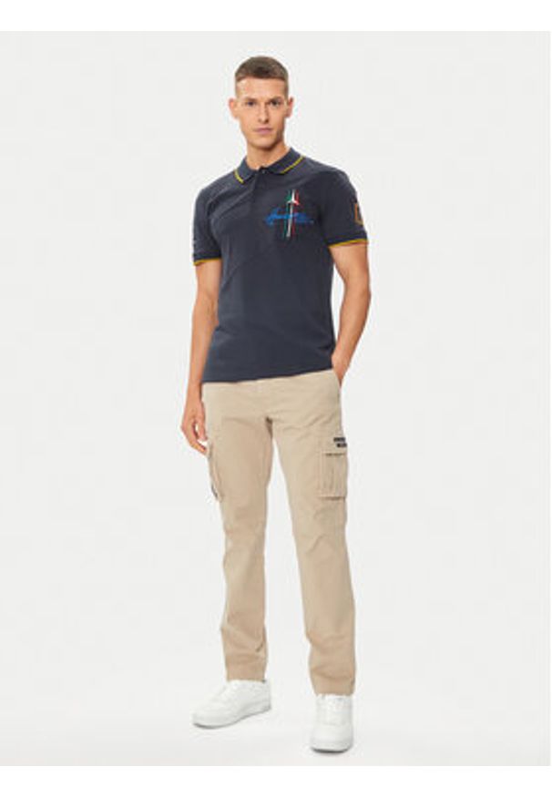 Aeronautica Militare Polo 241PO1703P316 Granatowy Regular Fit. Typ kołnierza: polo. Kolor: niebieski. Materiał: bawełna