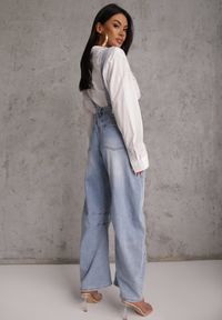 Renee - Niebieskie Jeansy Ogrodniczki z Nogawką Balloon z Bawełną Vimalliene. Okazja: na co dzień. Stan: podwyższony. Kolor: niebieski. Styl: casual, elegancki #2