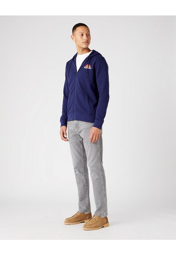 Wrangler - WRANGLER ZIP THRU RAINBOW MĘSKA BLUZA ROZPINANA LOGO MEDIEVAL BLUE W6J0ILX9I 112146207