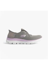 skechers - Buty sportowe damskie Skechers Summits-New Daily Slip-ins. Kolor: fioletowy, szary, wielokolorowy. Materiał: materiał. Szerokość cholewki: normalna