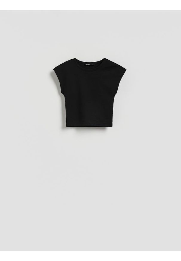 Reserved - Dzianinowy top z modalem - czarny. Kolor: czarny. Materiał: dzianina