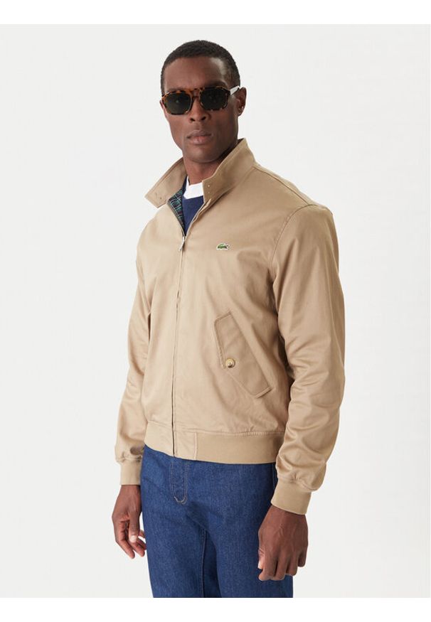 Lacoste Kurtka bomber BH7186 Beżowy Regular Fit. Kolor: beżowy. Materiał: bawełna