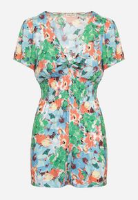 Born2be - Zielony Wiskozowy Kombinezon z Gumkami w Pasie i Ozdobnym Wiązaniem Amberta. Kolor: zielony. Materiał: wiskoza. Długość rękawa: krótki rękaw. Długość: krótkie. Sezon: wiosna, lato #6