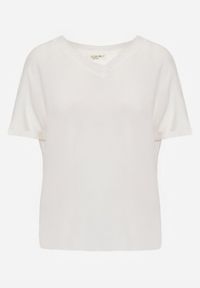 Born2be - Biała Bluzka z Wiskozą o Nietoperzowym Kroju Oromeda. Okazja: na co dzień. Kolor: biały. Materiał: wiskoza. Styl: casual #8