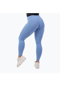 Legginsy fitness damskie NEBBIA Active High-Waist Smart Pocket. Stan: podwyższony. Kolor: niebieski. Sport: fitness