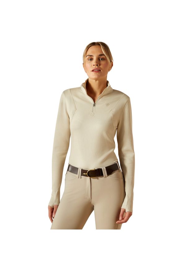 Damska koszulka do jazdy konnej Ariat Lucent. Kolor: beżowy. Długość rękawa: długi rękaw