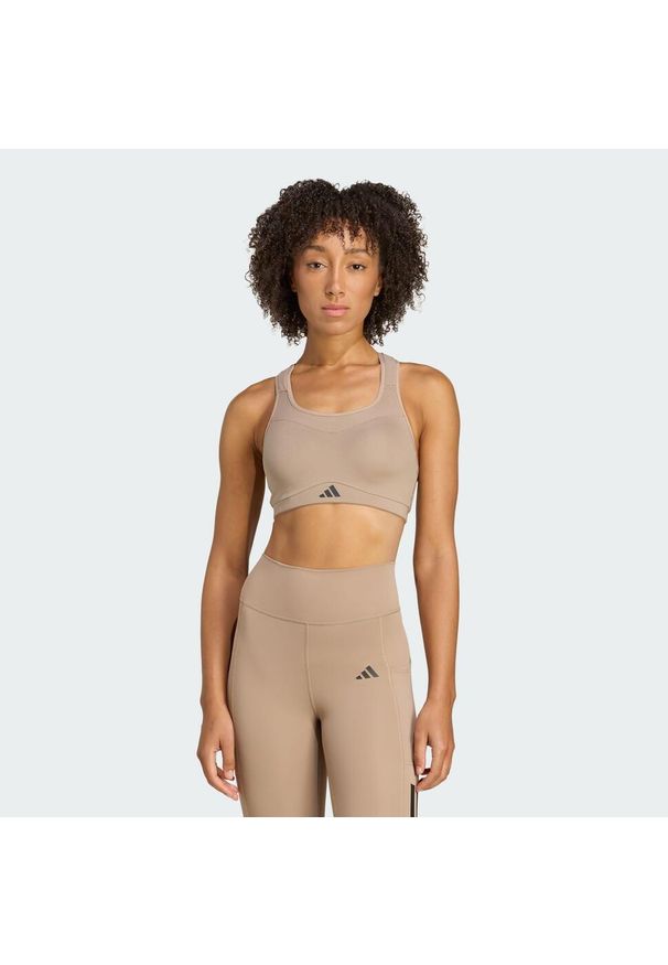 Adidas - Biustonosz TLRD Impact Training High Support. Kolekcja: plus size. Kolor: brązowy. Materiał: materiał. Technologia: ClimaCool (Adidas). Sport: fitness