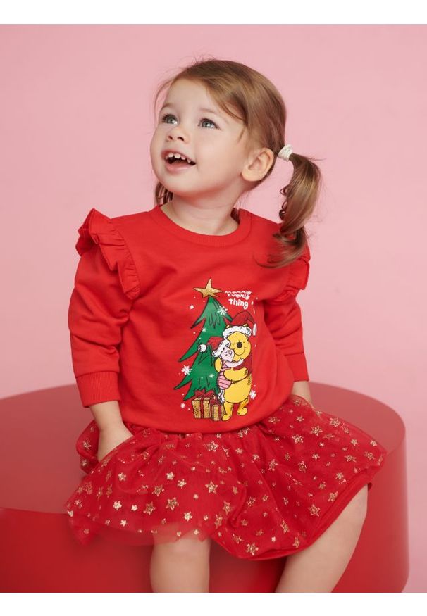 Sinsay - Bluza Kubuś Puchatek - czerwony. Kolor: czerwony. Materiał: dzianina, bawełna. Wzór: motyw z bajki. Styl: wizytowy