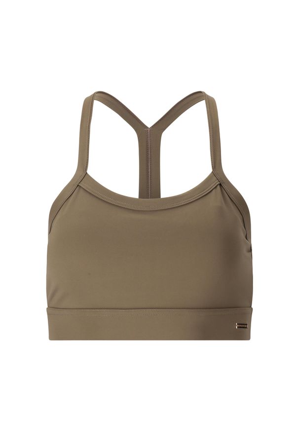 Biustonosz dla kobiet Athlecia Bloom V2. Kolor: brązowy, beżowy, wielokolorowy. Sport: fitness