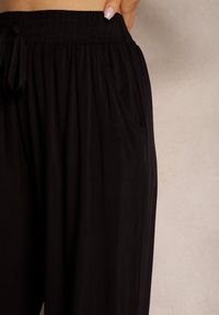 Renee - Czarne Bawełniane Spodnie High Waist o Szerokim Kroju ze Sznurkiem i Gumką w Talii Vimarique. Okazja: na co dzień. Stan: podwyższony. Kolor: czarny. Materiał: bawełna. Styl: casual, elegancki #5