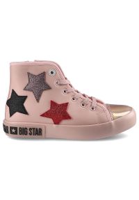 Big-Star - Różowe Sneakersy Big Star Dziecięce Modne Buty. Kolor: różowy. Materiał: materiał, skóra ekologiczna. Szerokość cholewki: normalna. Wzór: aplikacja #4