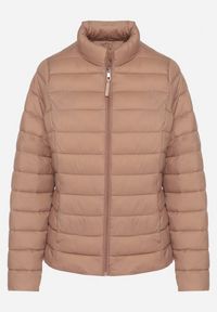 Born2be - Beżowa Pikowana Kurtka w Klasycznym Stylu Nelaniel. Okazja: na co dzień. Kolor: beżowy. Materiał: jeans. Styl: klasyczny #2