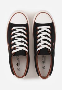 Born2be - Czarne Klasyczne Trampki do Kostki z Lamówką przy Podeszwie Kasiope. Okazja: na co dzień. Kolor: czarny. Materiał: jeans. Styl: klasyczny #8