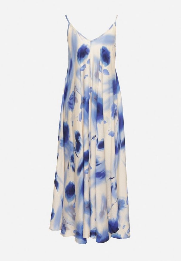 Born2be - Niebieska Wiskozowa Sukienka z Abstrakcyjnym Motywem Nilenisa. Okazja: na co dzień. Kolor: niebieski. Materiał: wiskoza. Długość rękawa: na ramiączkach. Typ sukienki: proste. Styl: casual, elegancki, klasyczny. Długość: maxi