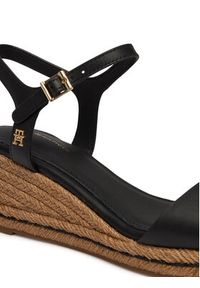 TOMMY HILFIGER - Tommy Hilfiger Espadryle Mid Wedge Espad Leather FW0FW09340 Czarny. Kolor: czarny. Materiał: skóra #6