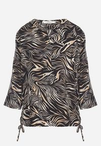 Born2be - Czarna Bluzka z Bawełną i Abstrakcyjnym Wzorem Lunaliena. Okazja: na co dzień. Kolor: czarny. Materiał: bawełna. Styl: klasyczny, elegancki, casual #3