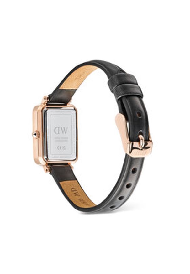 Daniel Wellington Zegarek Quadro Sterling Roman Numerals DW00100862 Czarny. Kolor: czarny. Materiał: skóra
