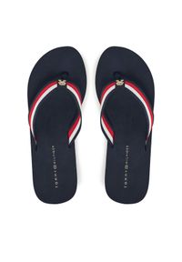 TOMMY HILFIGER - Tommy Hilfiger Japonki Th Corporate Wedge Beach Sandal FW0FW08520 Granatowy. Kolor: niebieski. Materiał: materiał