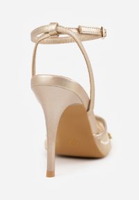 Born2be - Złote Siateczkowe Szpilki VICES Ozdobione Kwiatami i Perełkami Nikmanas. Zapięcie: sprzączka. Kolor: złoty. Materiał: koronka. Wzór: kwiaty, aplikacja. Obcas: na szpilce. Styl: wizytowy, klasyczny, elegancki #8