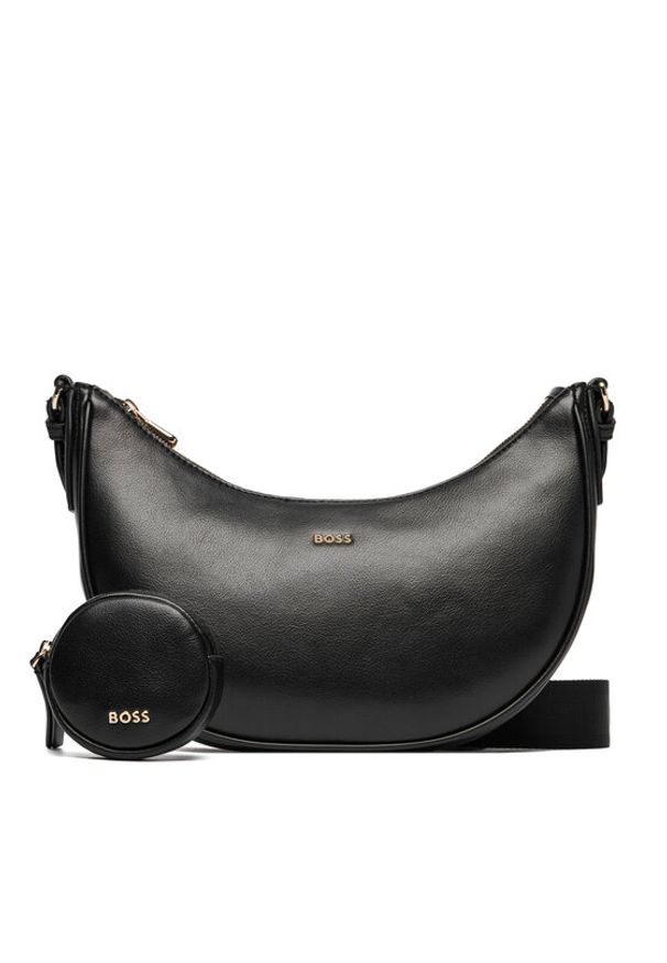 BOSS Torebka Sandy Halfmoon 50558133 Czarny. Kolor: czarny. Materiał: skórzane