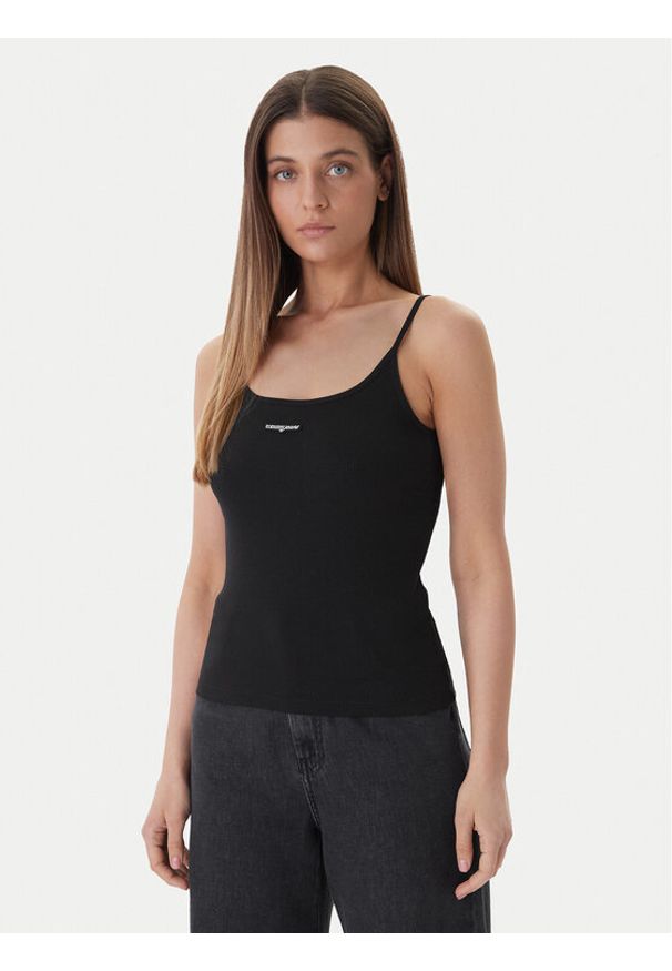 Tommy Jeans Top DW0DW22278 Czarny Slim Fit. Kolor: czarny. Materiał: bawełna