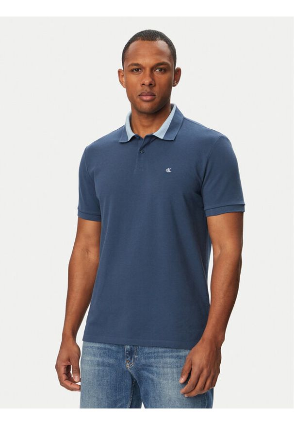 Calvin Klein Jeans Polo LV04RG234G Granatowy Regular Fit. Typ kołnierza: polo. Kolor: niebieski. Materiał: bawełna