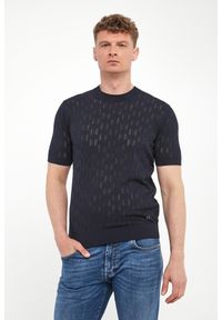 Karl Lagerfeld - T-shirt męski z ażurowym logo KARL LAGERFELD. Wzór: ażurowy #1