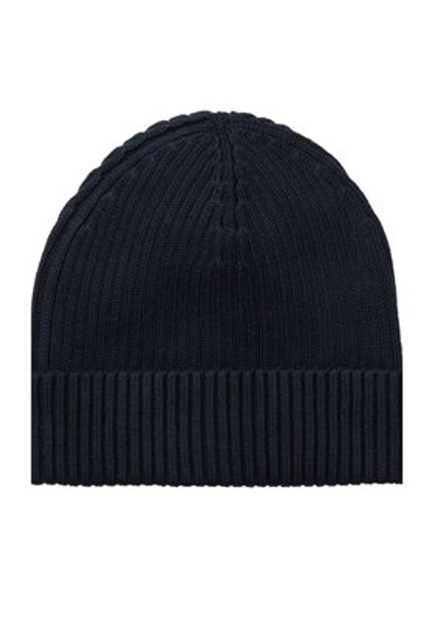 Calvin Klein Czapka Patch Chunky Rib Cotton Beanie LV04D8053G Granatowy. Kolor: niebieski. Materiał: bawełna