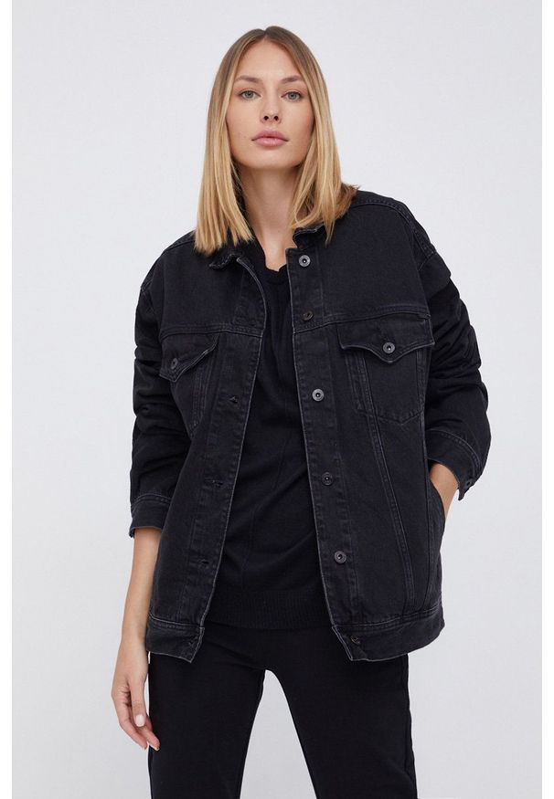 Pepe Jeans Kurtka jeansowa bawełniana kolor czarny przejściowa. Kolor: czarny. Materiał: bawełna