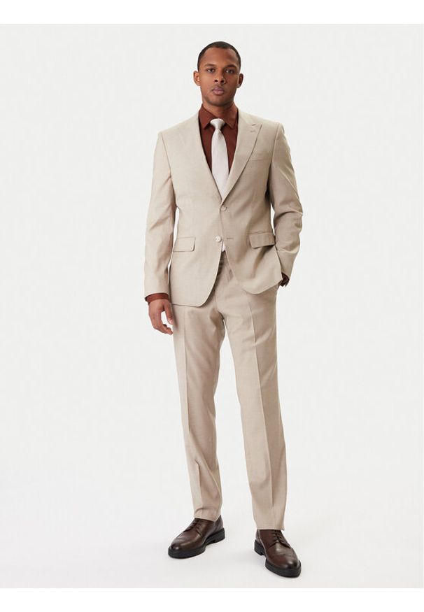 BOSS Garnitur Huge 50557273 Beżowy Regular Fit. Kolor: beżowy. Materiał: wiskoza