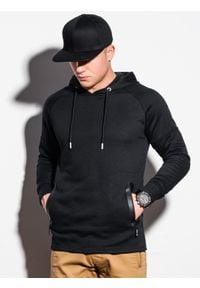Ombre Clothing - Bluza męska z kapturem B1080 - czarna - XL. Typ kołnierza: kaptur. Kolor: czarny. Materiał: bawełna, poliester #1