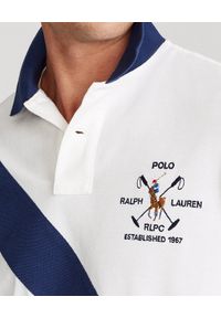Ralph Lauren - RALPH LAUREN - Koszulka polo Banner-Stripe Mesh. Typ kołnierza: polo. Kolor: biały. Materiał: mesh. Długość: długie. Wzór: haft, aplikacja #3