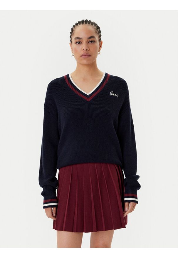 Guess Sweter V5BR01 Z1152 Granatowy Regular Fit. Kolor: niebieski. Materiał: akryl
