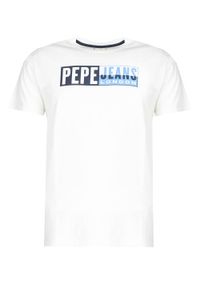 Pepe Jeans T-shirt "Gelu" | PM507757 | Gelu | Mężczyzna | Biały. Okazja: na co dzień. Kolor: biały. Materiał: bawełna. Wzór: nadruk, aplikacja. Styl: casual